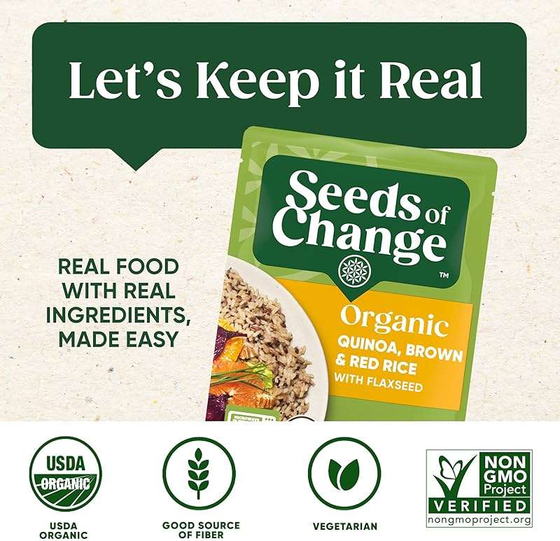 SEEDS OF CHANGE Organic Quinoa, Brown & Red Rice with Flaxseed, Organic Food, 8.5 OZ Pouch (Pack of 12) - Image 6