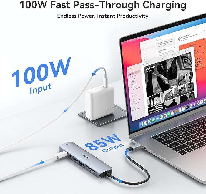 USB C Hub HDMI Adapter for MacBook Pro/Air, MOKiN 7 in 1 USB C Dongle with HDMI, SD/TF Card Reader, USB C Data Port,100W PD, and 2 USB 3.0 Compatible for MacBook Pro/Air, Dell XPS, Lenovo Thinkpad. - Image 4