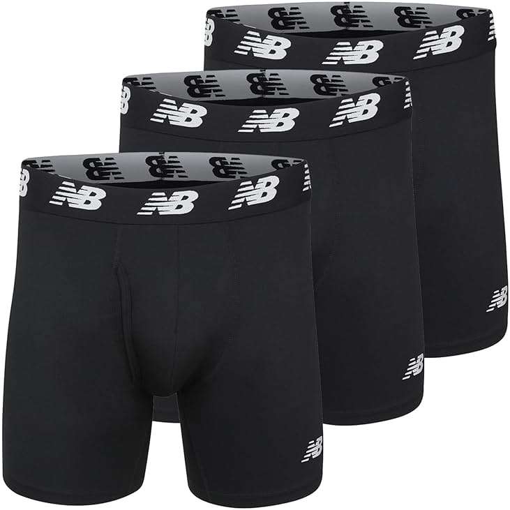 New Balance Men's Performance Boxer Briefs with Fly, Breathable Stretch Underwear, Moisture Wicking, Soft Waistband (3 Pack) - Image 1