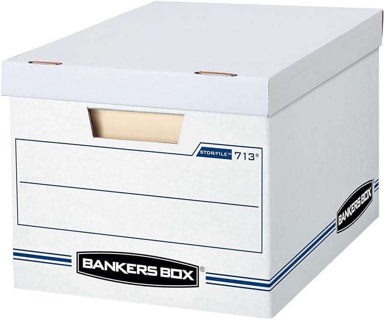 Bankers Box 12 Pack Standard Duty File Storage Boxes, Standard Assembly, Removable Lid, Letter/Legal (0071301) - Image 1