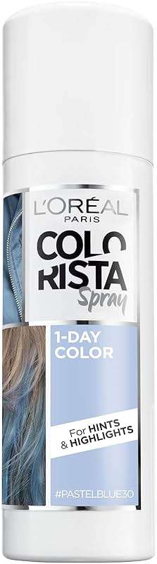 L'Oreal Paris Colorista 1-Day Washable Temporary Hair Color Spray, Pastel Blue, 2 Ounces - Image 1