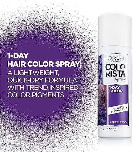 L'Oreal Paris Colorista 1-Day Washable Temporary Hair Color Spray, Purple, 2 Ounces - Image 7