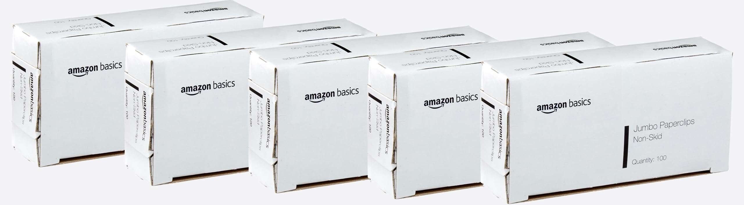 Amazon Basics Jumbo Size Office Paper Clips, Non-Skid, Silver, 1000 Count, 10 Packs of 100, A7072557 - Image 1