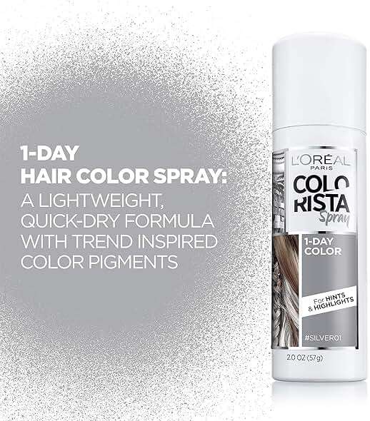 L'Oreal Paris Colorista 1-Day Washable Temporary Hair Color Spray, Silver, 2 Ounce - Image 4