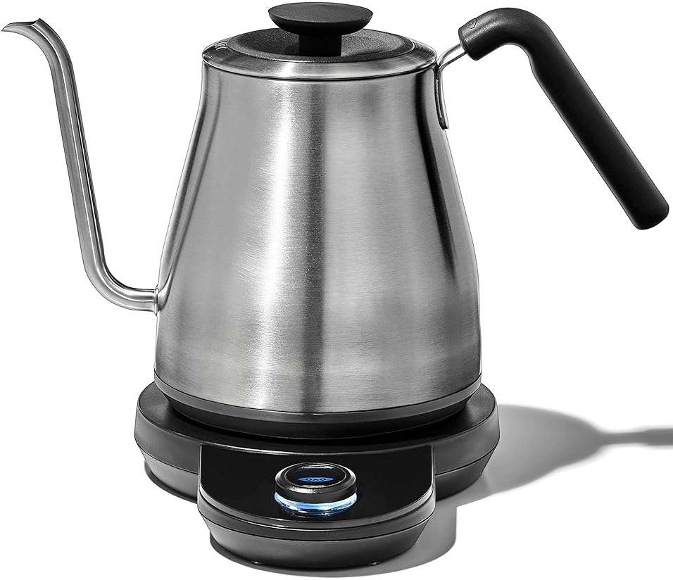 OXO Brew Adjustable Temperature Pour Over Kettle, 1 L, Gooseneck Electric Kettle, Stainless Steel with Timer - Image 1
