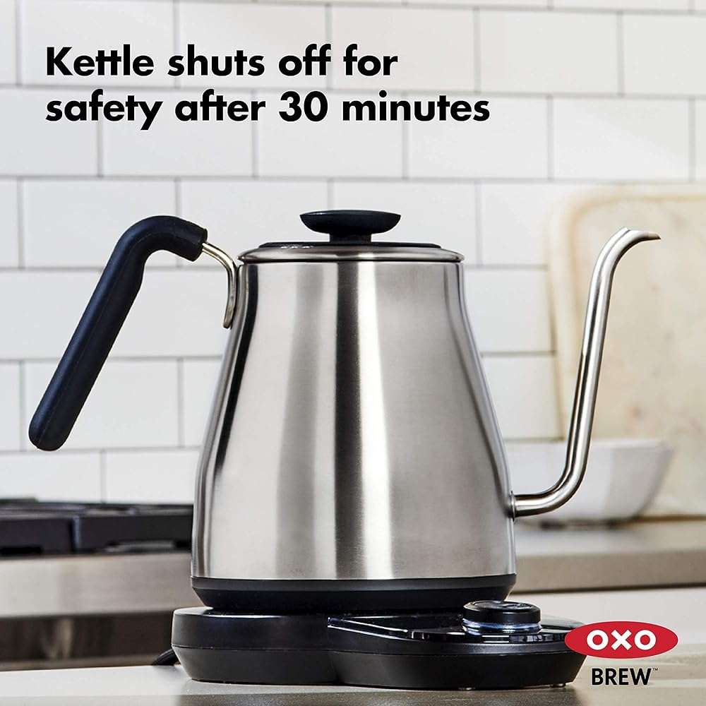 OXO Brew Adjustable Temperature Pour Over Kettle, 1 L, Gooseneck Electric Kettle, Stainless Steel with Timer - Image 7
