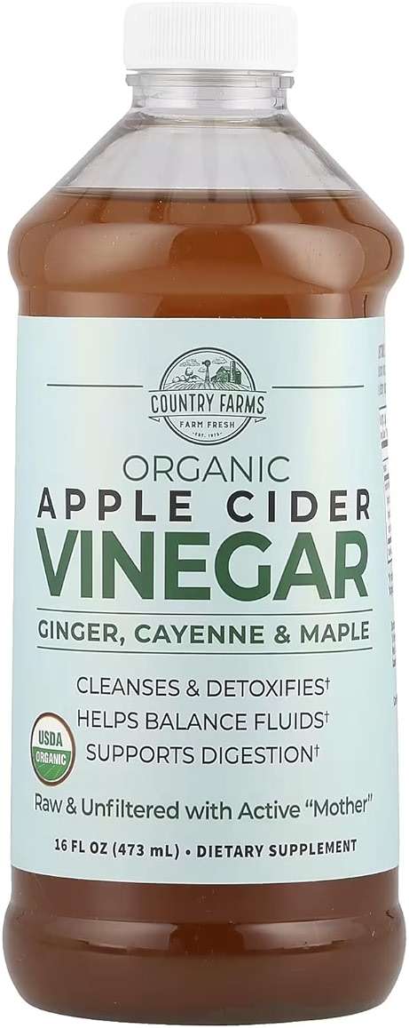 Country Farms Organic Apple Cider Vinegar Tonic, Cleanses and Detoxifies, Helps Balance Fluids, Supports Digestion, With The “Mother”, Ginger Cayenne & Maple, 16 Fl. Oz. - Image 1