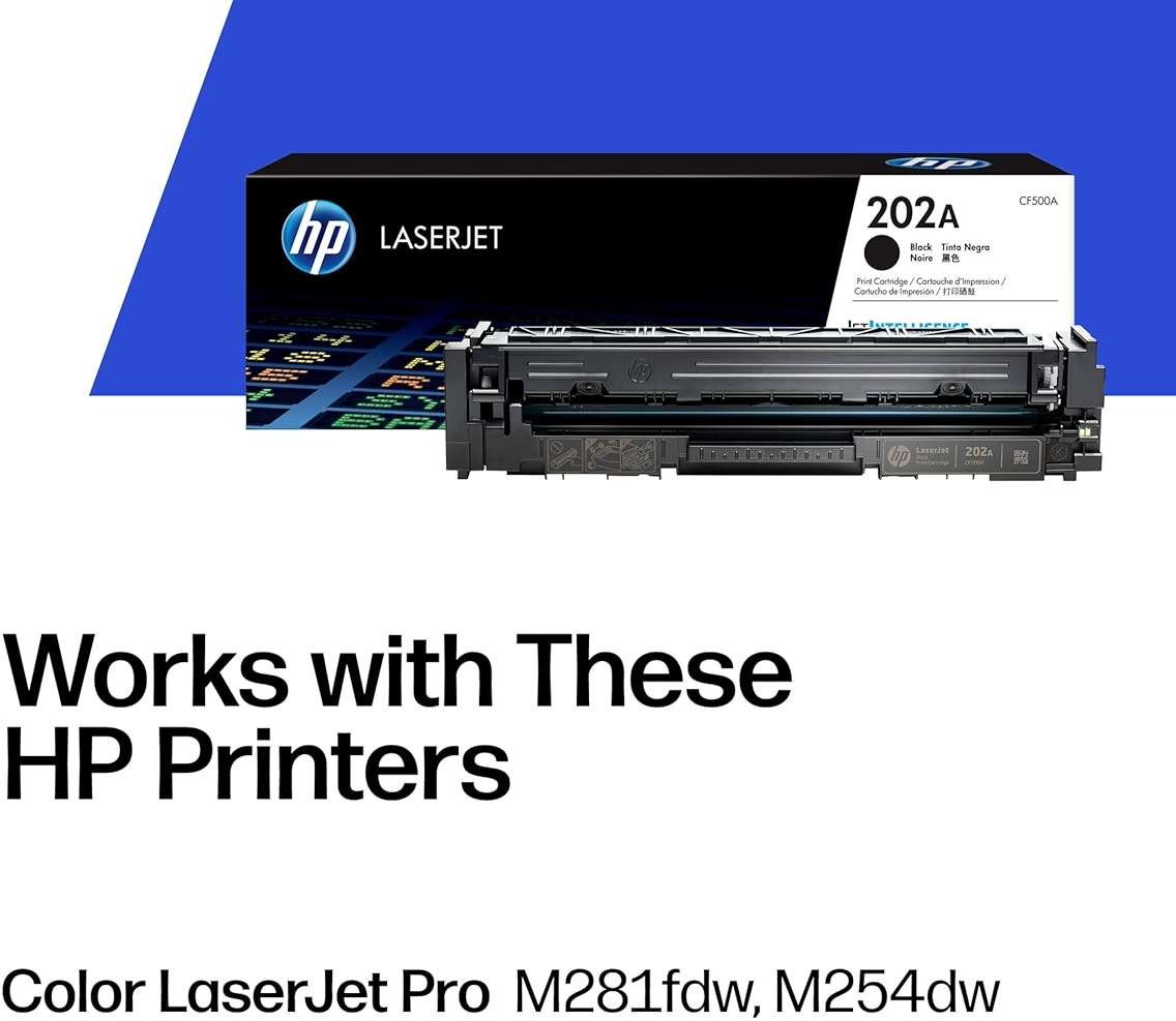 HP 202A Black Toner Cartridge Printers | Works with Color LaserJet Pro M254; Color LaserJet Pro MFP M281 Series | CF500A - Image 2