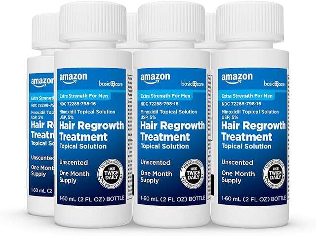 Amazon Basic Care Minoxidil Topical Solution USP, 5 Percent, Hair Regrowth Treatment for Men, Extra Strength, 12 Fluid Ounces - Image 4