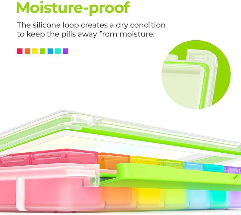 AUVON iMedassist Moisture-Proof Weekly Pill Organizer 4 Times a Day, Large 7 Day Pill Box Case with Portable Design for Travel, Removable Individual Containers Hold Vitamins, Supplements, Medications - Image 2
