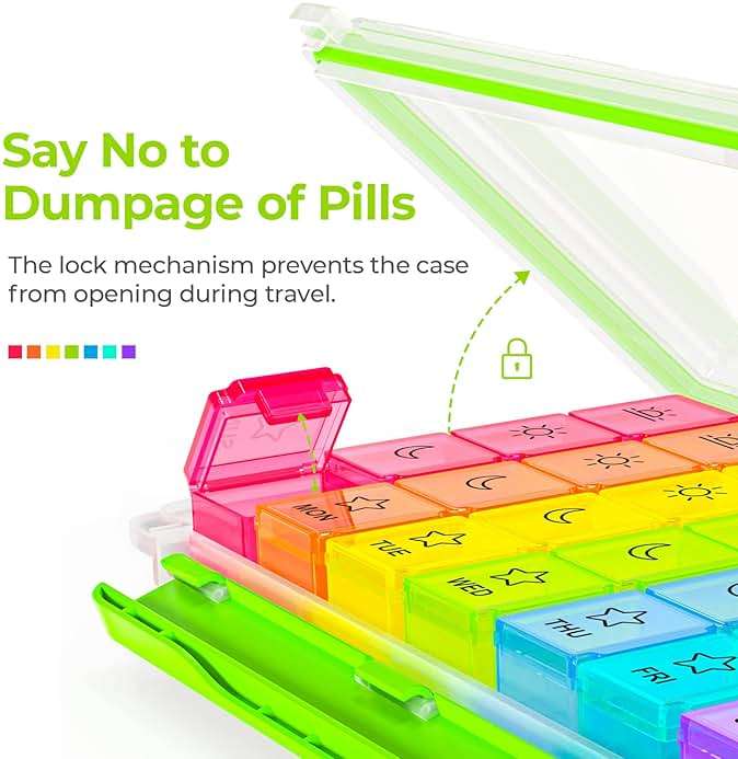 AUVON iMedassist Moisture-Proof Weekly Pill Organizer 4 Times a Day, Large 7 Day Pill Box Case with Portable Design for Travel, Removable Individual Containers Hold Vitamins, Supplements, Medications - Image 4