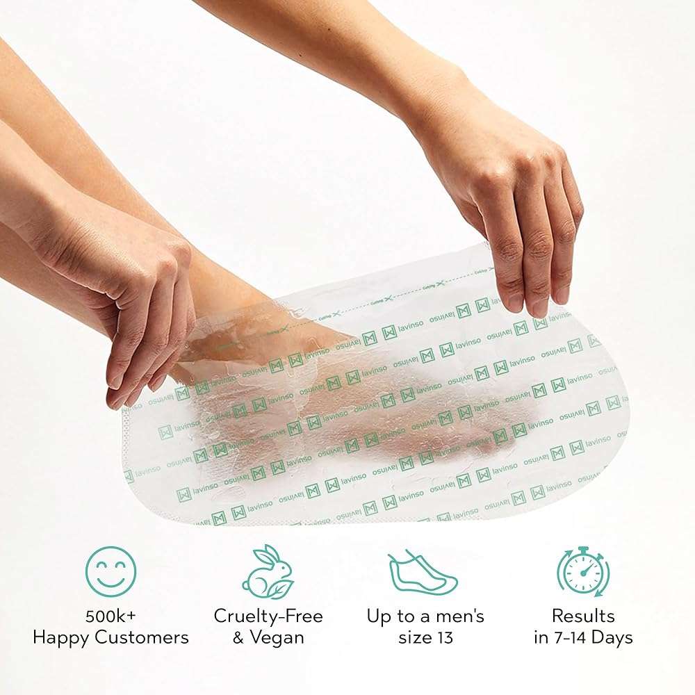 Lavinso Foot Peel Mask for Dry Cracked Feet – 2 Pack Peeling Mask Removes Dead Skin and Calluses - Exfoliating for Soft Baby Feet, Original Scent - Image 4