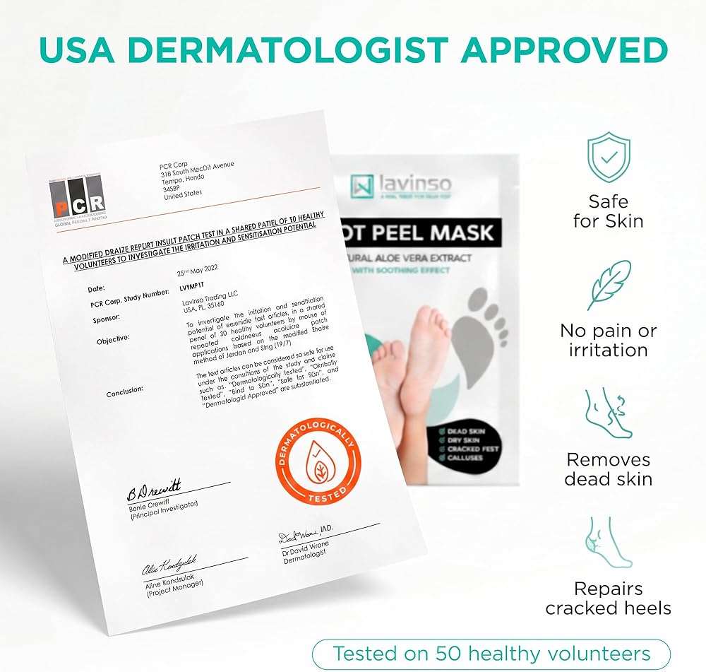 Lavinso Foot Peel Mask for Dry Cracked Feet – 2 Pack Peeling Mask Removes Dead Skin and Calluses - Exfoliating for Soft Baby Feet, Original Scent - Image 7