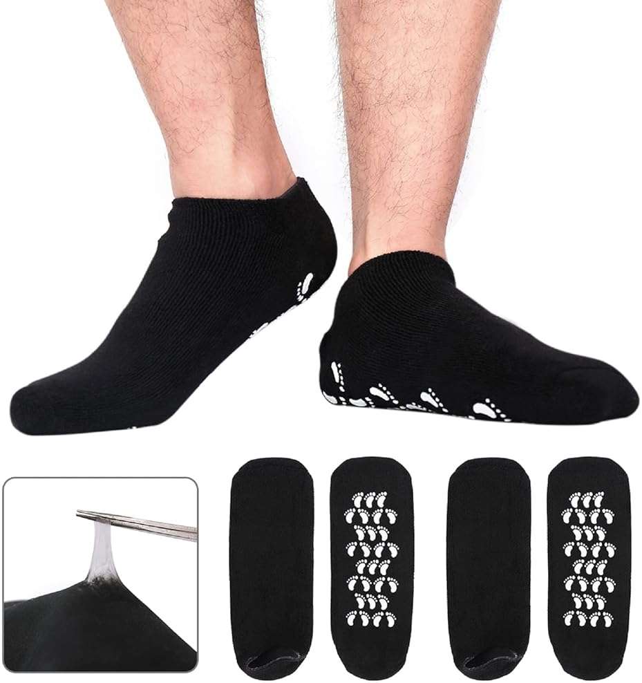 Codream Large Men's Moisturizing Gel Socks Men's Feet Care Ultimate Treatment for Dry Cracked Rough Skin on Feet Pack of 2 Pairs Black US Men 10-15 - Image 1