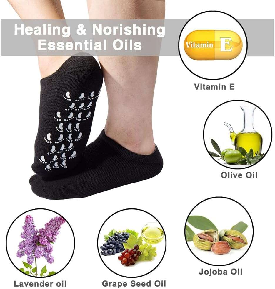 Codream Large Men's Moisturizing Gel Socks Men's Feet Care Ultimate Treatment for Dry Cracked Rough Skin on Feet Pack of 2 Pairs Black US Men 10-15 - Image 2