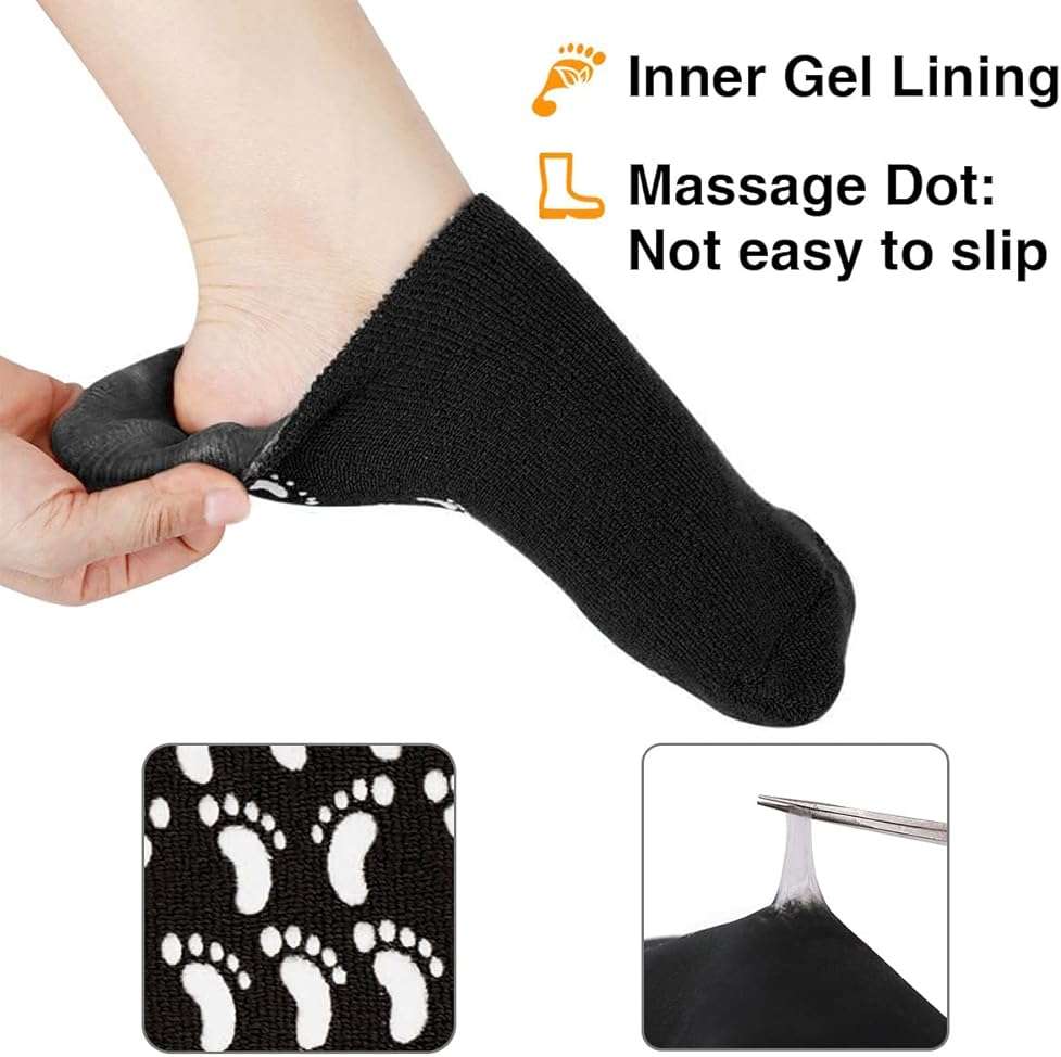 Codream Large Men's Moisturizing Gel Socks Men's Feet Care Ultimate Treatment for Dry Cracked Rough Skin on Feet Pack of 2 Pairs Black US Men 10-15 - Image 4