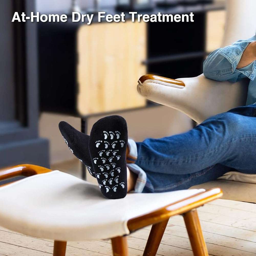 Codream Large Men's Moisturizing Gel Socks Men's Feet Care Ultimate Treatment for Dry Cracked Rough Skin on Feet Pack of 2 Pairs Black US Men 10-15 - Image 6