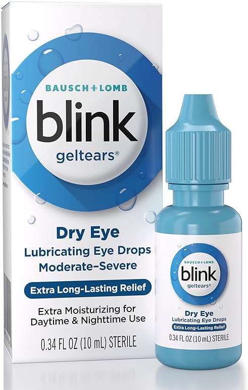 Blink GelTears Eye Drops for Dry Eyes, Moisturizing & Soothing for Moderate to Severe Dry Eyes, Instantly Soothes, Moisturizes & Provides Long-Lasting Hydration for Day & Night Relief, 0.34 Fl Oz - Image 1