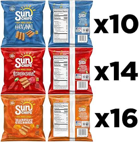 SunChips 100% Whole Grain Chips, Variety Pack, 1 oz Bags, Pack of 40, No Artificial Flavors, Colors - Image 2