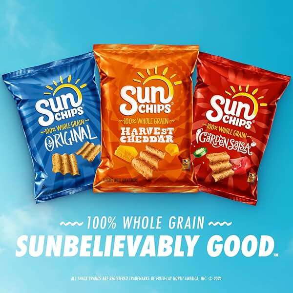 SunChips 100% Whole Grain Chips, Variety Pack, 1 oz Bags, Pack of 40, No Artificial Flavors, Colors - Image 3