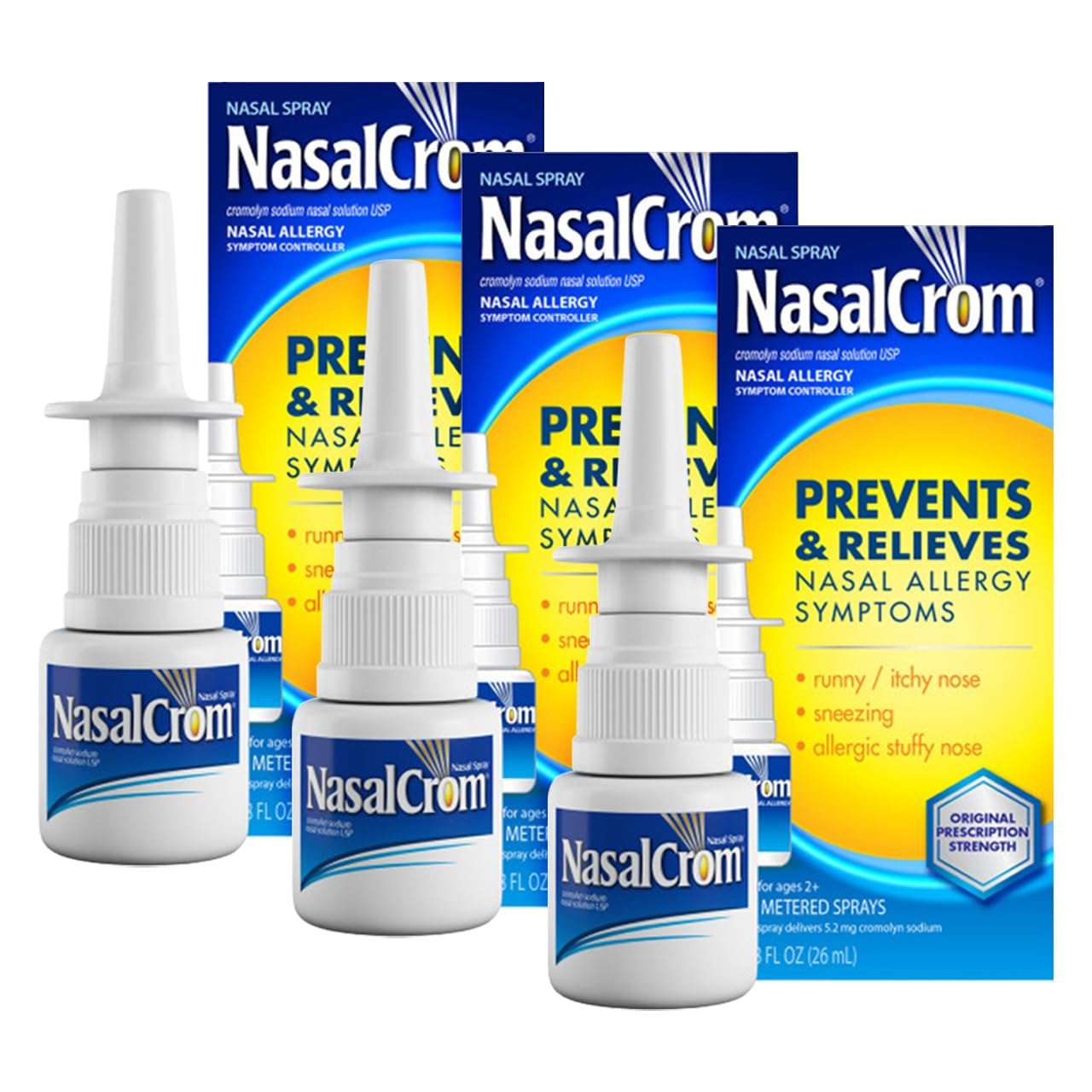 NasalCrom Nasal Spray Allergy Symptom Controller | 200 Sprays | .88 FL OZ (3 Pack) - Image 1