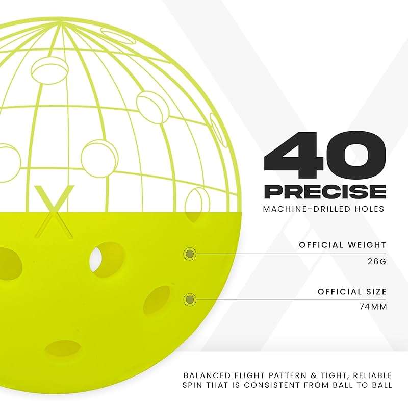 Franklin Sports X-40 Outdoor Pickleballs - Official Ball of USA Pickleball, APP Tour + US Open - Regulation Size - Image 3