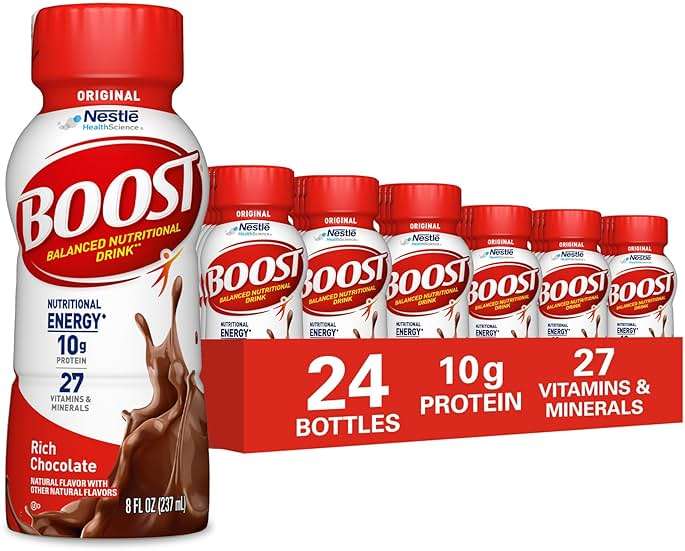 BOOST Original Ready to Drink Nutritional Drinks, Rich Chocolate, 8 Fl Oz Bottles (Pack of 24) - Image 1
