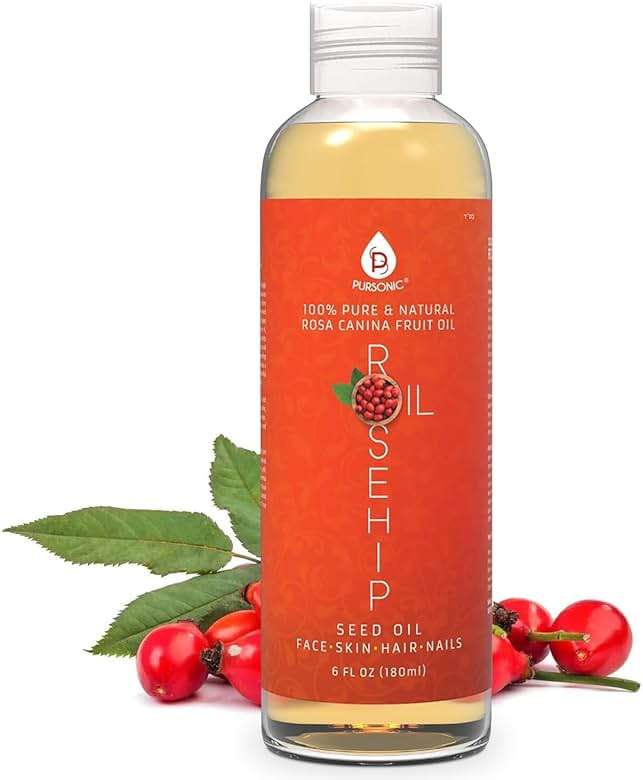 PURSONIC Pure Cold Pressed Rosehip Seed Oil for Face, Hair, Skin & Nails - Hydrating Lightweight Moisturizer for Dry Acne Prone Skin & Brightening Care with Fast Absorbing Formula - 6 Fl Oz - Image 1