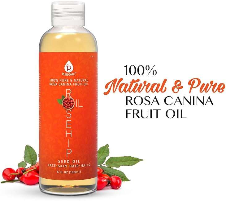 PURSONIC Pure Cold Pressed Rosehip Seed Oil for Face, Hair, Skin & Nails - Hydrating Lightweight Moisturizer for Dry Acne Prone Skin & Brightening Care with Fast Absorbing Formula - 6 Fl Oz - Image 2