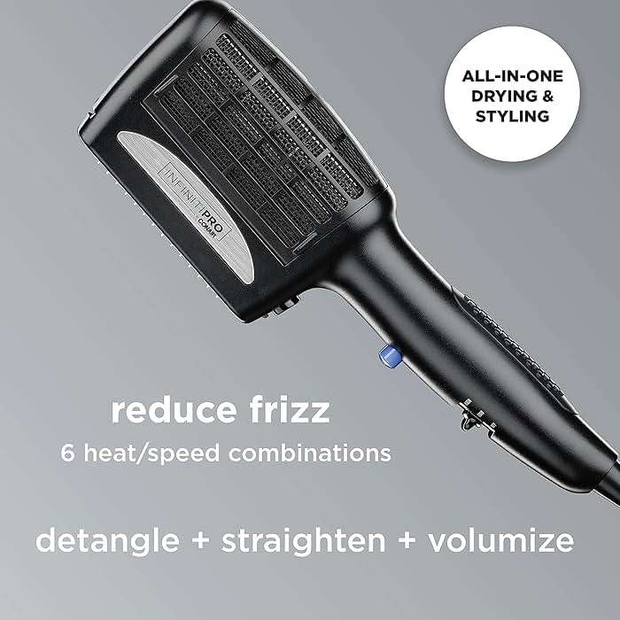 INFINITI PRO CONAIR 3-in-1 Styling Hair Dryer, 1875W Blow Dryer with 3 Styling Attachments to Detangle, Straighten, and Volumize, Tourmaline Ceramic Coating and Ionic Conditioning, Black - Image 2