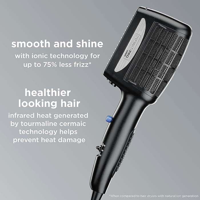 INFINITI PRO CONAIR 3-in-1 Styling Hair Dryer, 1875W Blow Dryer with 3 Styling Attachments to Detangle, Straighten, and Volumize, Tourmaline Ceramic Coating and Ionic Conditioning, Black - Image 3