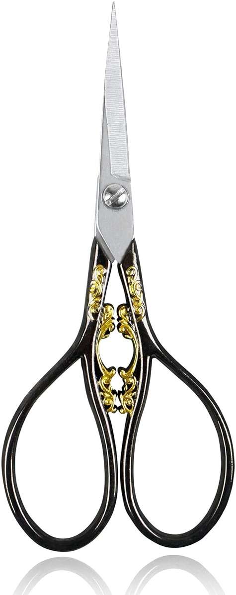 BIHRTC 4.33 Inches Vintage European Style Stainless Steel Auspicious Clouds Scissors for Needlework, Embroidery, Sewing, Craft, Art Work & Everyday Use (Black) - Image 1