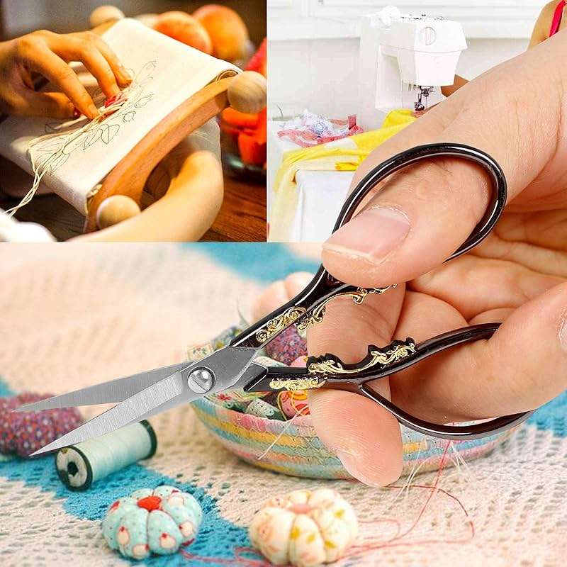 BIHRTC 4.33 Inches Vintage European Style Stainless Steel Auspicious Clouds Scissors for Needlework, Embroidery, Sewing, Craft, Art Work & Everyday Use (Black) - Image 5