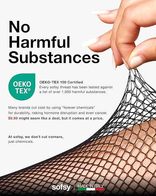 sofsy 10-Year Hosiery Craftsmanship - Italian-Made Fishnet Stockings for Women | Soft Dual Silicone Lace Top Thigh Highs - Image 2