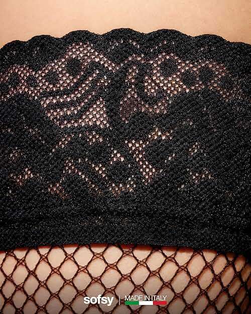 sofsy 10-Year Hosiery Craftsmanship - Italian-Made Fishnet Stockings for Women | Soft Dual Silicone Lace Top Thigh Highs - Image 7