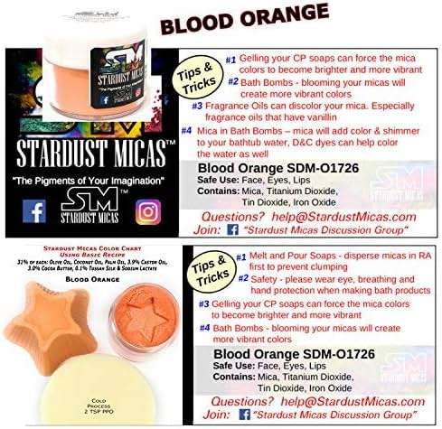Stardust Micas Pigment Powder Cosmetic Grade Colorant for Makeup, Soap Making, Epoxy Resin, DIY Crafting Projects, Bright True Colors Stable Mica Batch Consistency (10 Gram Jar, Blood Orange) - Image 6