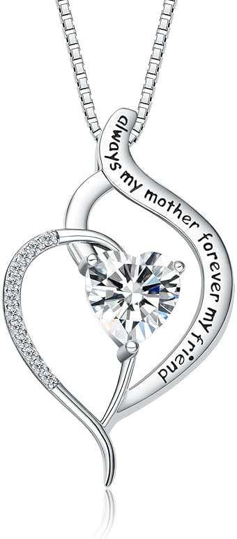 FANCYCD Forever Connected Mother & Son Necklace – Heart Pendant Gift for Mom, Sterling Silver Jewelry for Mother's Day or Birthday - Image 1
