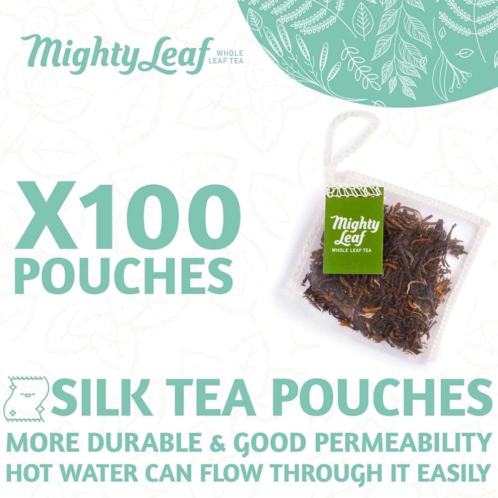 Mighty Leaf Spring Jasmine Green Tea - Premium - Foil Wrapped for Freshn - 100 Count Tea Pouches - Premium Green Tea with Rich Flavor - Individually Wrapped Tea Bags - Image 3