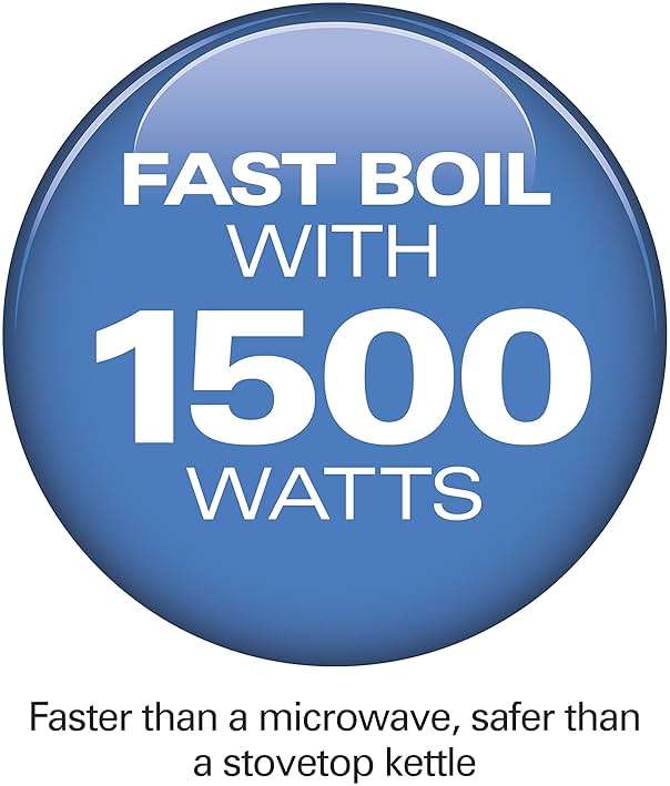 Hamilton Beach Glass Electric Tea Kettle, Water Boiler & Heater, 1 Liter, 1500 Watts for Fast Boiling, BPA Free, Cordless Serving, Auto-Shutoff & Boil-Dry Protection, Soft Blue LED (40930) - Image 3