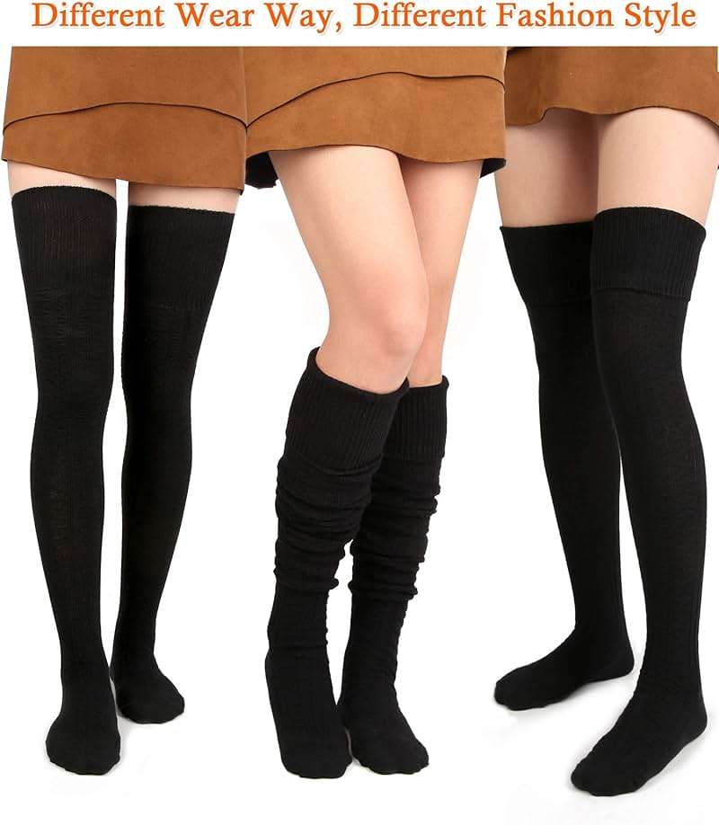 Moon Wood Women Thigh High Socks Extra Long Cotton Knit Warm Thick Tall Over the Knee Boot Stocking Leg Warmers Daily Cosplay - Image 2