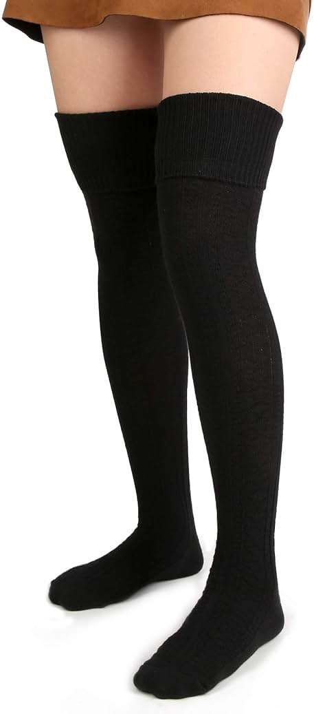 Moon Wood Women Thigh High Socks Extra Long Cotton Knit Warm Thick Tall Over the Knee Boot Stocking Leg Warmers Daily Cosplay - Image 4