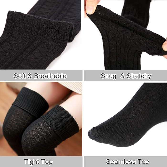 Moon Wood Women Thigh High Socks Extra Long Cotton Knit Warm Thick Tall Over the Knee Boot Stocking Leg Warmers Daily Cosplay - Image 6