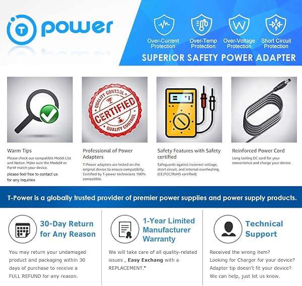 T POWER 12.6V Battery Charger for iDOO ID-EM002 IDEM002-N1 ID-EM002-WH-N1 11.1V 2500mAh 2600mAh Li-ion Battery Cordless Electric Spin Mop Floor Cleaner 14V 1A Power Supply Cord - Image 6