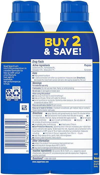 Coppertone Sport SPF 30 Sunscreen Spray, Body Sunscreen, Water Resistant Spray Sunscreen, 5.5 Oz, Pack of 2 (Packaging May Vary) - Image 11