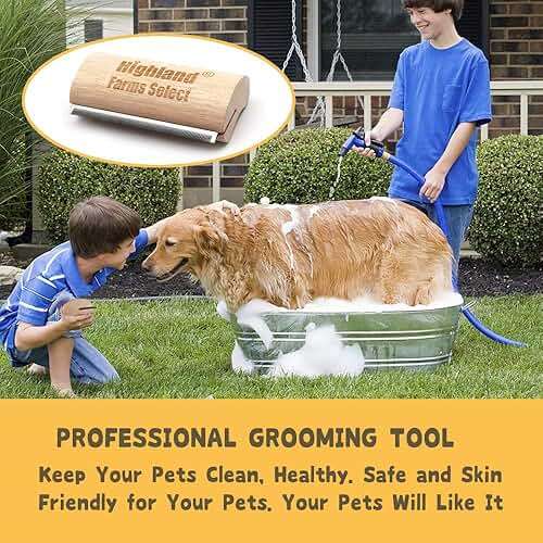 Deshedding Grooming Tool for Dogs, Cats & Horses, Ergonomic Design Wood Groom Brush, Professional Pet Groomer, Painlessly Remove for Short & Long Hair, Fur & Dirt - 5 Inches - Image 6