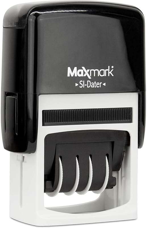 MaxMark Office Self Inking Date Stamp with Phrase Scanned - 2 Color Blue/Red Ink - Image 3