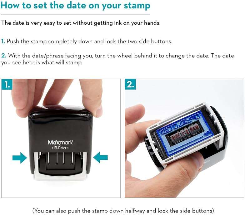 MaxMark Office Self Inking Date Stamp with Phrase Scanned - 2 Color Blue/Red Ink - Image 5
