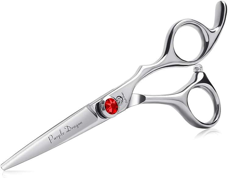 Purple Dragon 4.5/5.0 inch Silver Barber Hair Cutting Scissors/Shears with Bag- Perfect for Professional Hairstylist, Hairdresser (5.0 inch) - Image 1