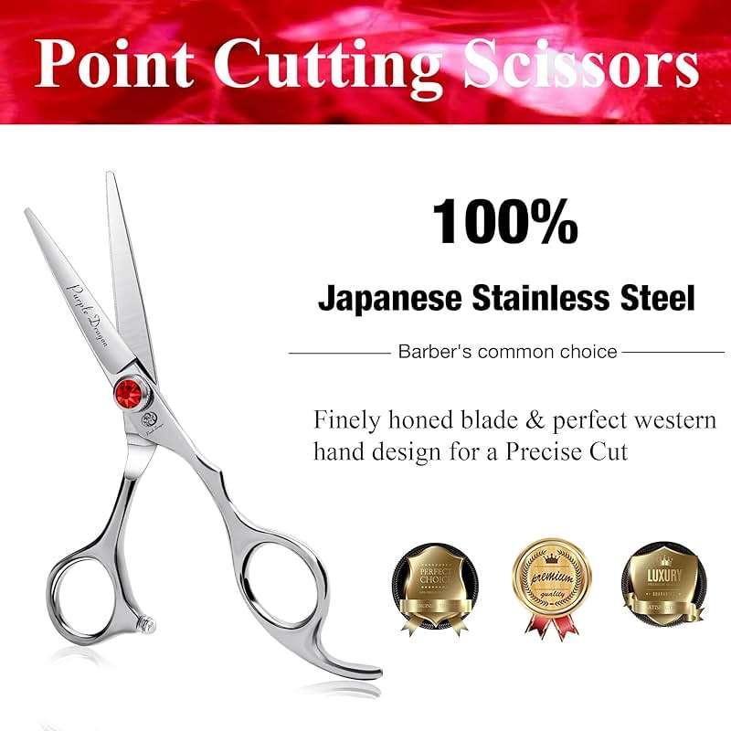 Purple Dragon 4.5/5.0 inch Silver Barber Hair Cutting Scissors/Shears with Bag- Perfect for Professional Hairstylist, Hairdresser (5.0 inch) - Image 2