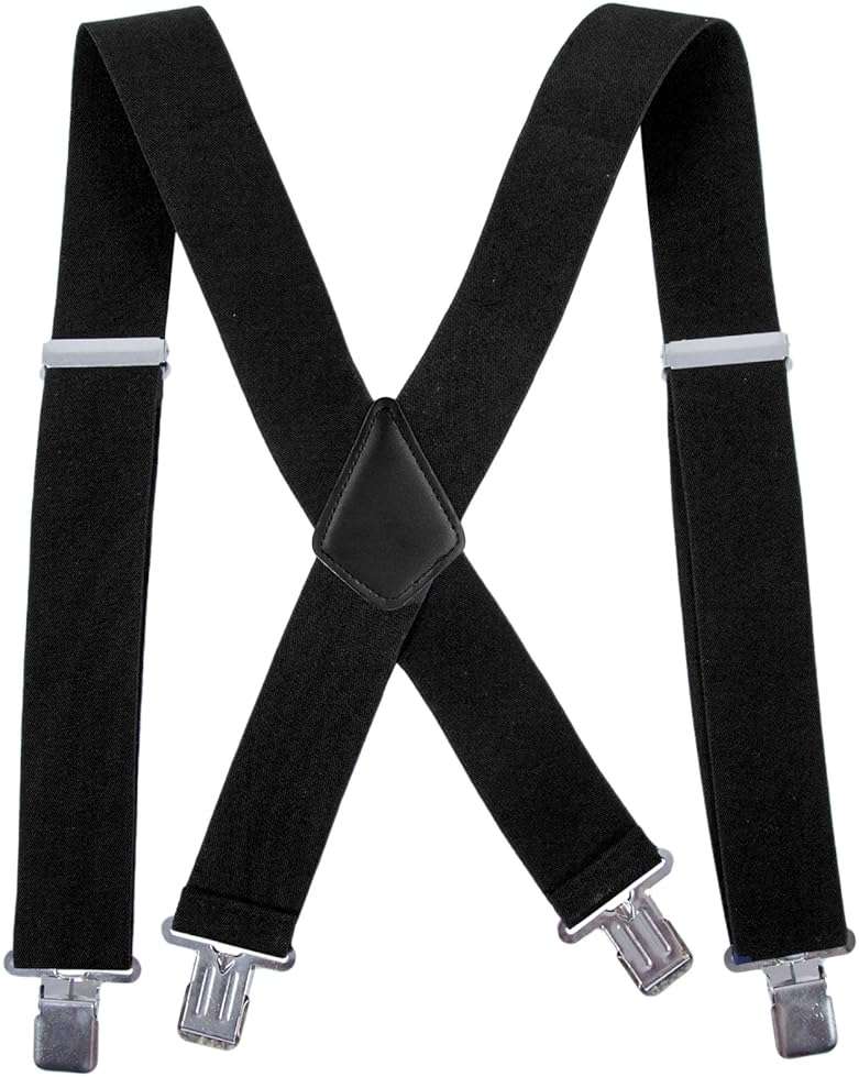 AWAYTR Men Utility Suspenders Adjustable Elastic - Heavy Duty 2 Inch Wide X Shape Strong Clip Suspender - Image 1